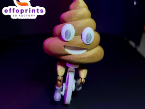 Poop Emoji Riding On Toilet Paper Holder Gadget Model Cetak 3D