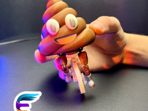 Poop Emoji Riding On Toilet Paper Holder Gadget Model Cetak 3D