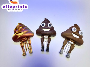 Poop Emoji Riding On Toilet Paper Holder Gadget Model Cetak 3D