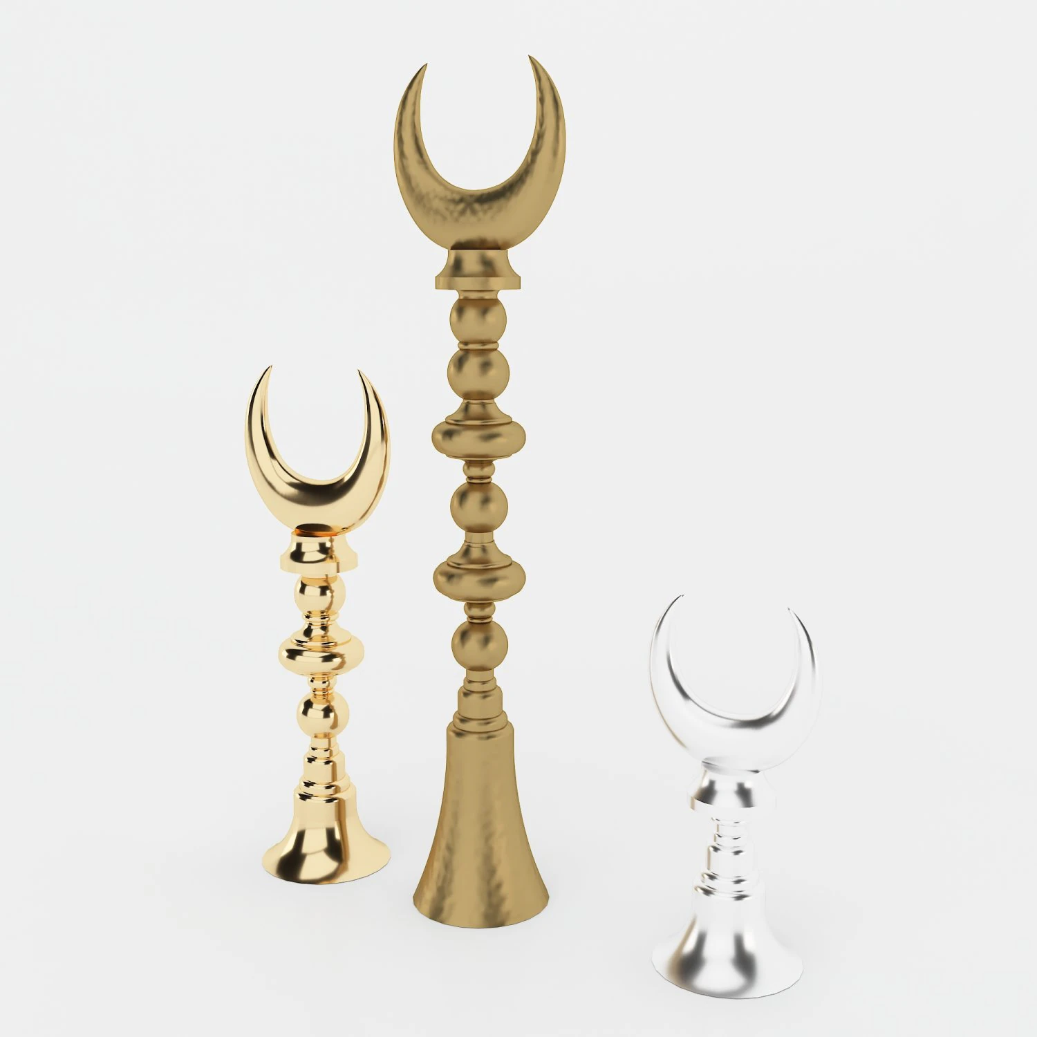 3d ALEM golden crescent and silver crescent 3D Model .c4d .max .obj .3ds .fbx .stl .blend 
