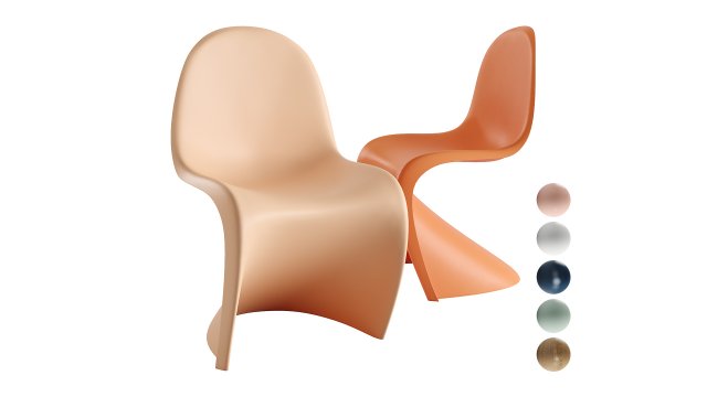 Panton Chair color Peach Fuzz by Vitra 3D Модель .c4d .max .obj .3ds .fbx .stl .blend 