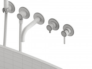 Y 5-Hole Bath Mixer and Shell Wanna by OMNIRES 3D Model