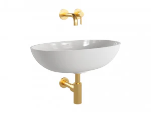 Lavat&oacute;rio de bancada SHELL e misturador de lavat&oacute;rio em Y da OMNIRES Modelo 3D