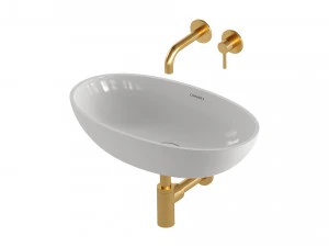 Lavat&oacute;rio de bancada SHELL e misturador de lavat&oacute;rio em Y da OMNIRES Modelo 3D