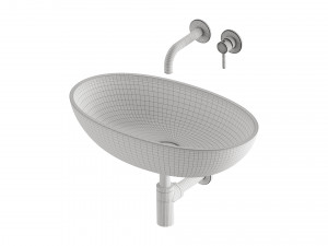 SHELL Countertop Basin and Y Basin Mixer by OMNIRES 3D Model