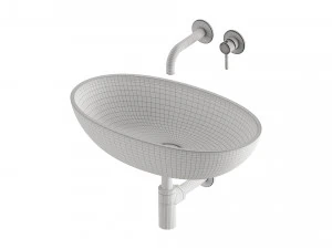 Lavat&oacute;rio de bancada SHELL e misturador de lavat&oacute;rio em Y da OMNIRES Modelo 3D