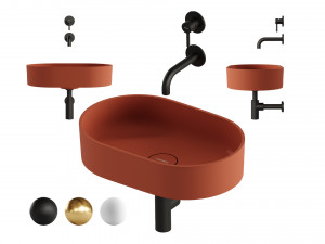 OVO Countertop Basin and Y Basin Mixer by OMNIRES 3D Model