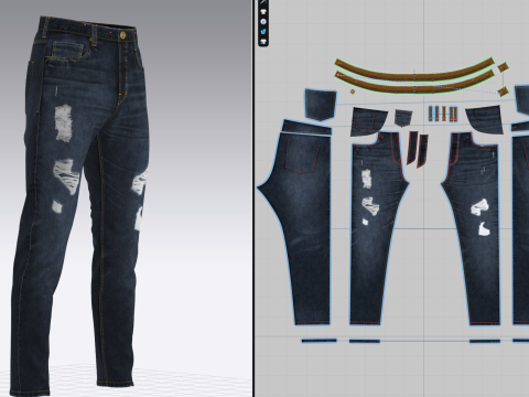 Mens Denim Jeans Modello 3D