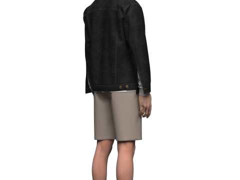 Denim Jacket and Shorts Outfit Modèle 3D