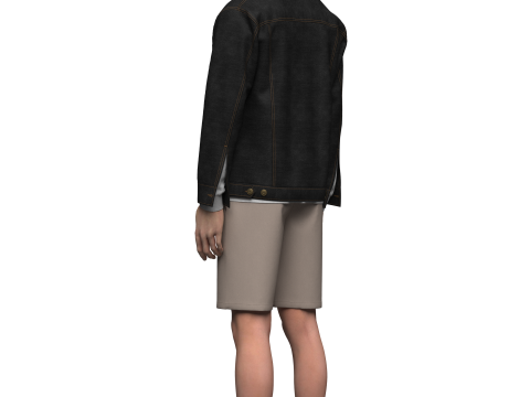 Denim Jacket and Shorts Outfit Modèle 3D