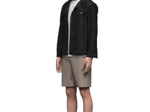 Denim Jacket and Shorts Outfit Modèle 3D