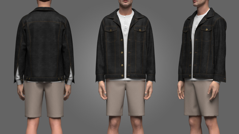 Denim Jacket and Shorts Outfit Modèle 3D .c4d .max .obj .3ds .fbx .stl .blend 