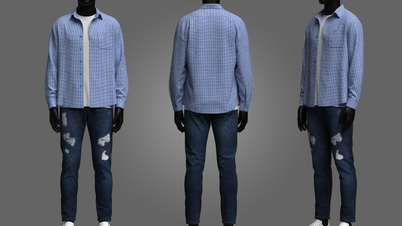 Denim Jacket and Shorts Outfit 3D 모델 .c4d .max .obj .3ds .fbx .stl .blend 