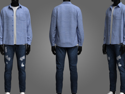 Denim Jacket and Shorts Outfit 3D मॉडल