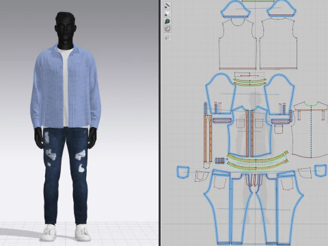 Denim Jacket and Shorts Outfit 3D Model