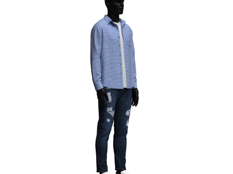 Denim Jacket and Shorts Outfit 3D Model