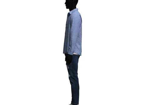 Denim Jacket and Shorts Outfit 3D Model