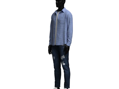 Denim Jacket and Shorts Outfit 3D Model