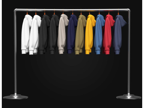 Hoodie On Steel Rack 3D Model