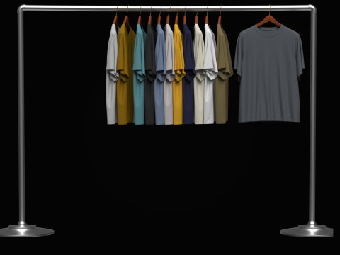 TShirt On Steel Hanger 3D Model