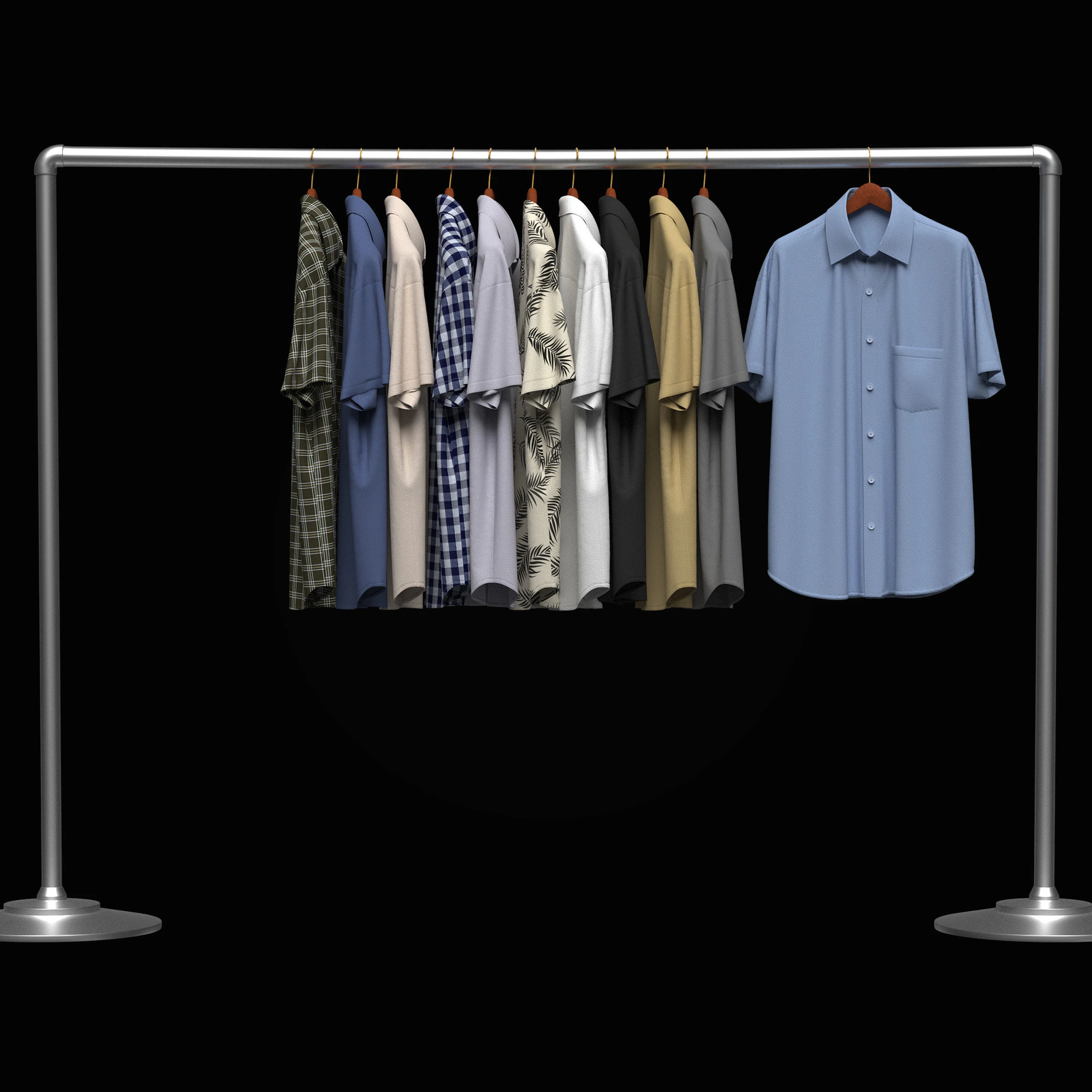 Shirt On Steel Hanger 3D Model .c4d .max .obj .3ds .fbx .stl .blend 