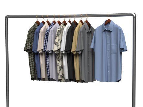 Shirt On Steel Hanger 3D Modell
