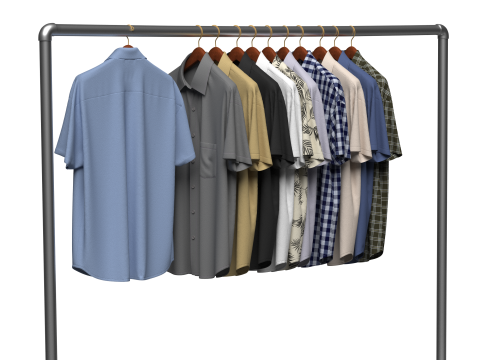 Shirt On Steel Hanger 3D Modell