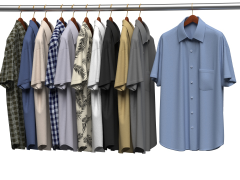 Shirt On Steel Hanger 3D Modell