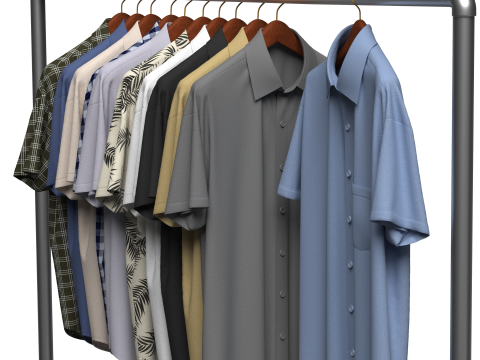 Shirt On Steel Hanger 3D Modell