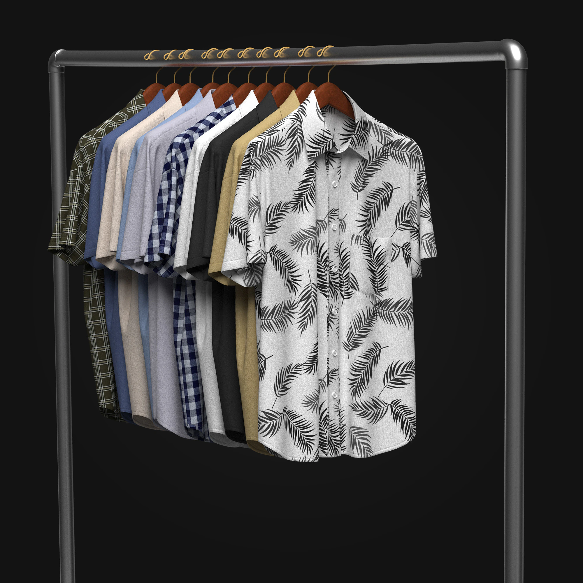 Shirt On Steel Hanger 3D Model .c4d .max .obj .3ds .fbx .stl .blend 