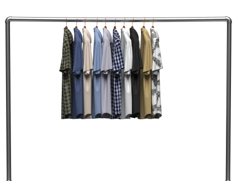 Shirt On Steel Hanger 3D Model