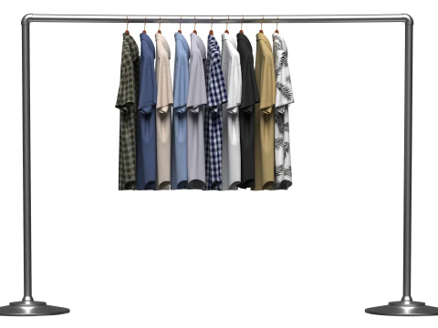 Shirt On Steel Hanger 3D Model