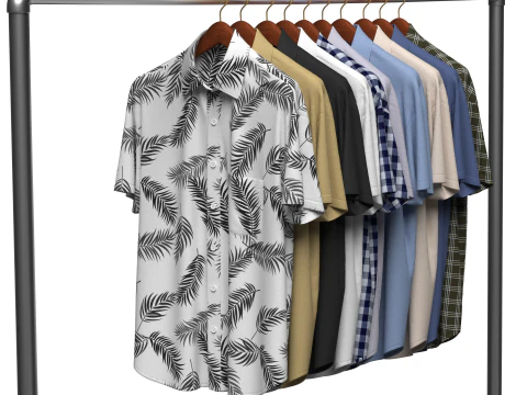 Shirt On Steel Hanger 3D Model