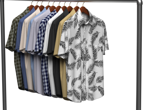 Shirt On Steel Hanger Model 3D