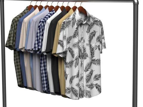 Shirt On Steel Hanger 3D Model