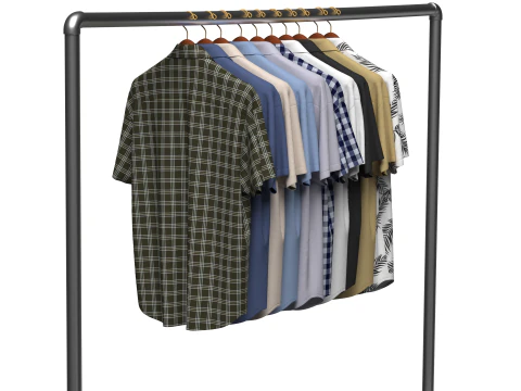 Shirt On Steel Hanger 3D Model