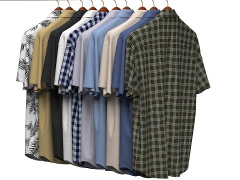 Shirt On Steel Hanger Model 3D