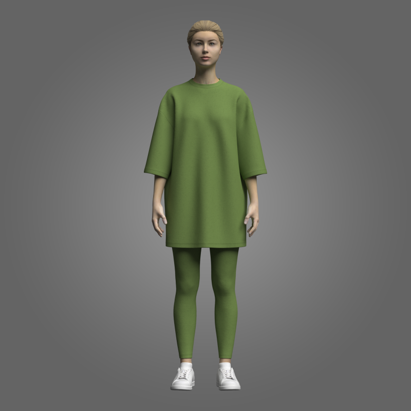 Female T-shirt And Legging 3D मॉडल .c4d .max .obj .3ds .fbx .stl .blend