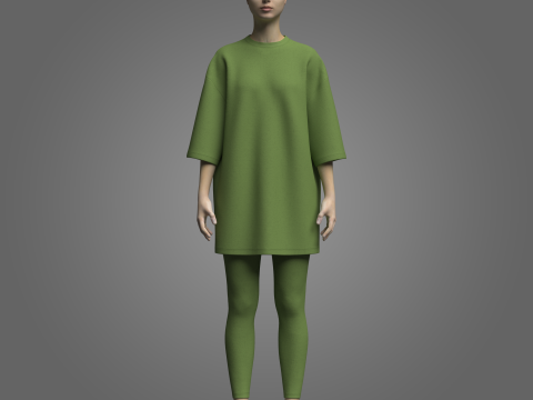 Female T-shirt And Legging 3Dモデル