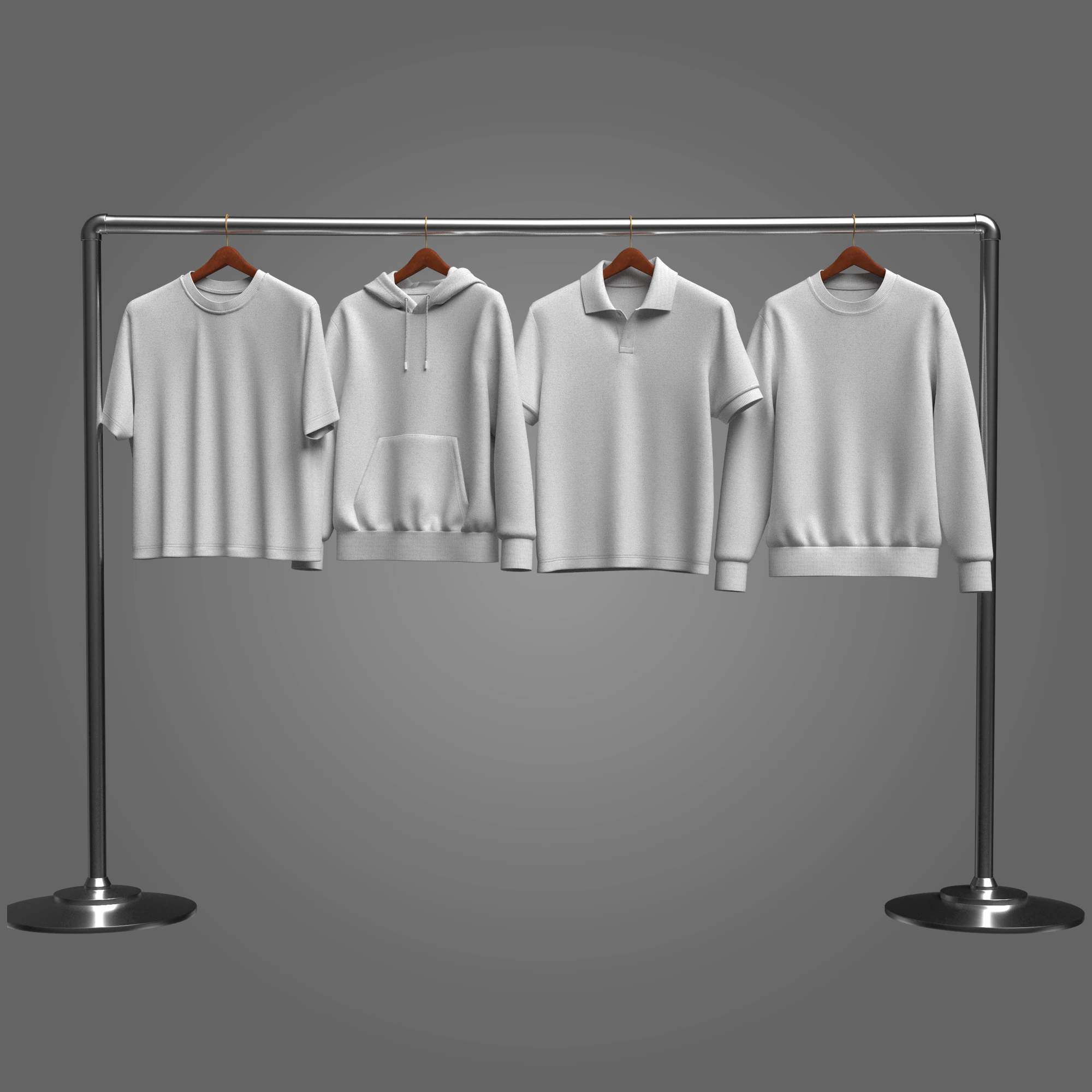 Hoodie Polo Sweatshirt t-shirt on Hanger 3D Model .c4d .max .obj .3ds .fbx .stl .blend 