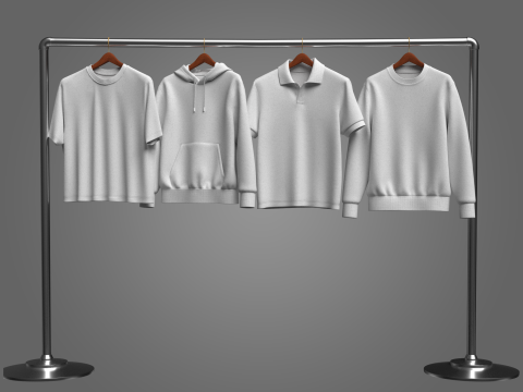 Hoodie Polo Sweatshirt t-shirt on Hanger 3D Модель