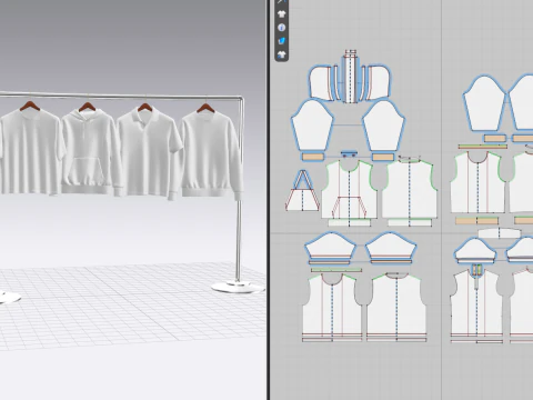 Hoodie Polo Sweatshirt t-shirt on Hanger 3D Model