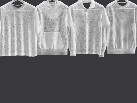 Hoodie Polo Sweatshirt t-shirt on Hanger 3D Модель