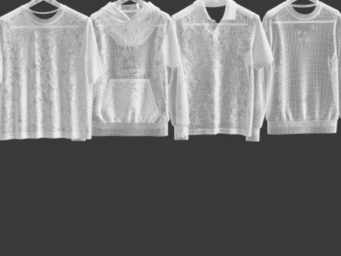 Hoodie Polo Sweatshirt t-shirt on Hanger 3D Model