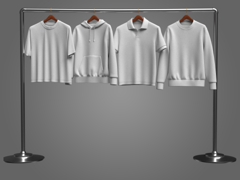 Hoodie Polo Sweatshirt t-shirt on Hanger 3D Модель
