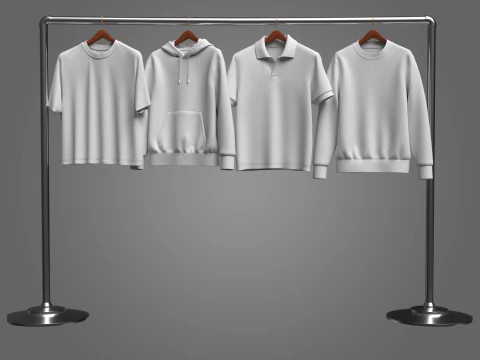 Hoodie Polo Sweatshirt t-shirt on Hanger 3D Model