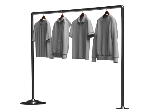 Hoodie Polo Sweatshirt t-shirt on Hanger 3D Модель