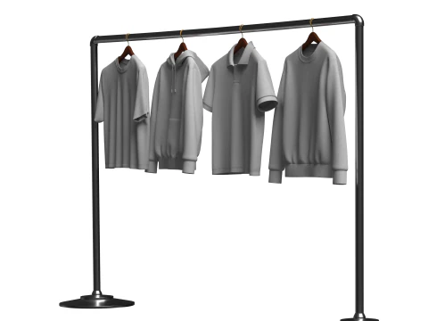 Hoodie Polo Sweatshirt t-shirt on Hanger 3D Model
