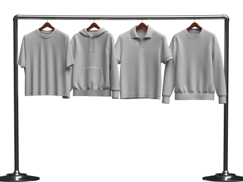 Hoodie Polo Sweatshirt t-shirt on Hanger 3D Модель