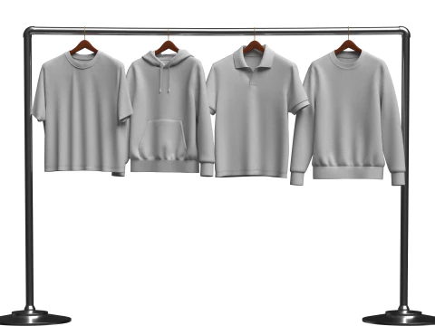 Hoodie Polo Sweatshirt t-shirt on Hanger 3D Model